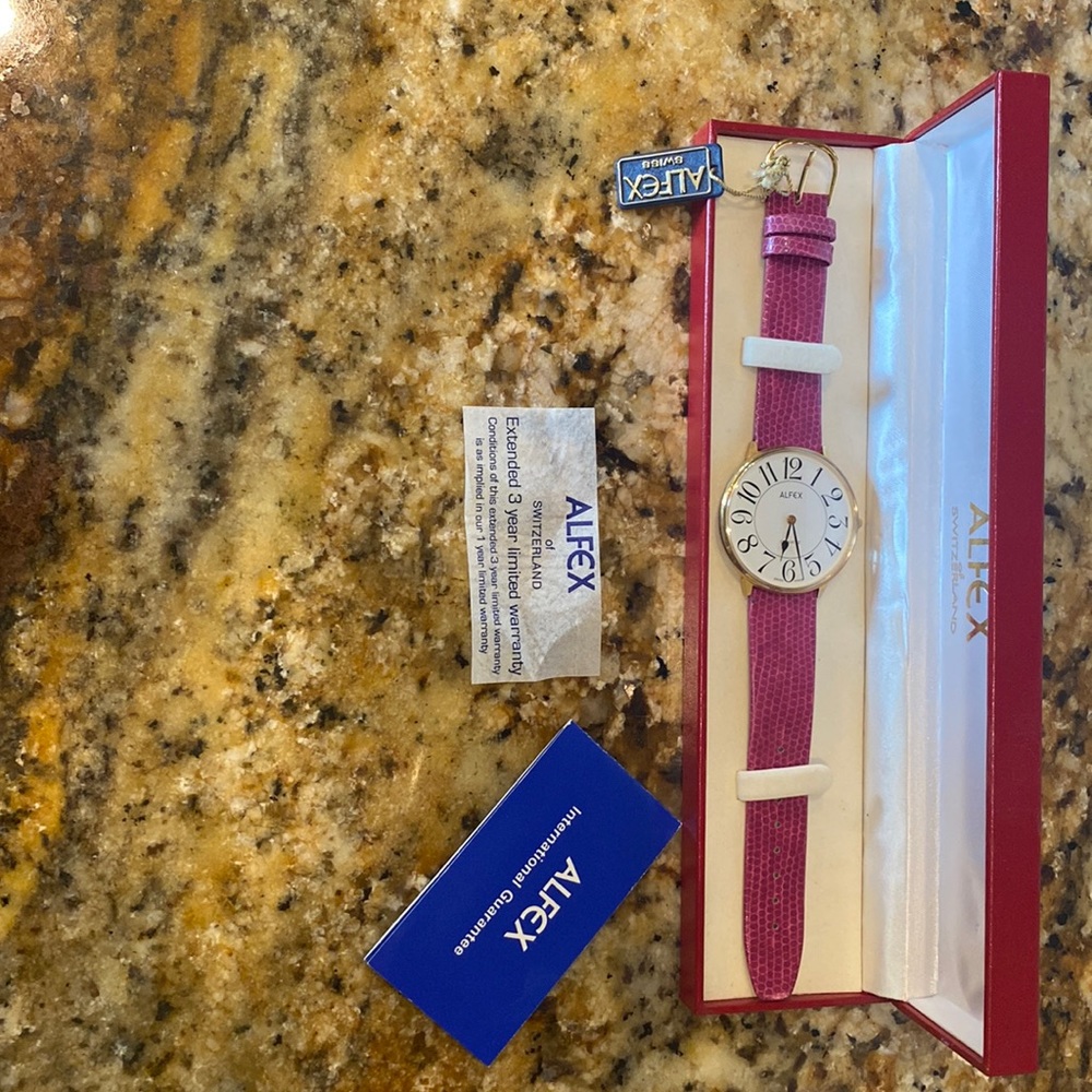Alfex ladies Swiss watch with tags in original box vintage purchased in 1993